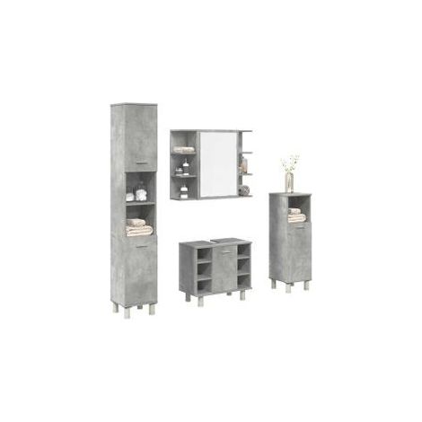Ensemble de meubles de salle de bain 4 pcs gris béton (1/5)
