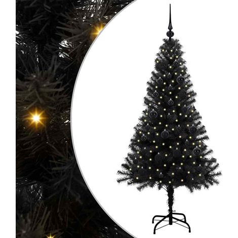 Sapin de Noël  Arbre de Noël avec 150 LED avec support Noir 150 cm PVC (1/5)