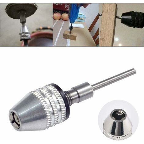 Mandril mini sin llave de 3 mordazas con adaptador de destornillador de cambio rápido, vástago redondo de 2,35 mm, vástago cilíndrico para brocas y fresas de 0,3–3,4 mm, para microproducción o industr (1/4)
