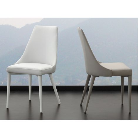 Chaise faux cuir Klazo - Lot de 4-Beige clair (1/5)