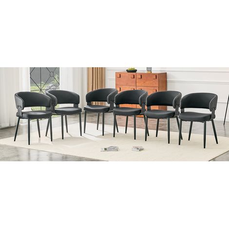 Silla de comedor, con reposabrazos, set de 2, 46,5 x 48 x 77,3 cm, negro (1/5)