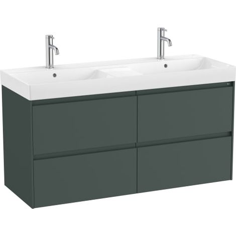 MUEBLE LAVABO DOBLE BLANCO 1200X460 ONA STANDARD 2 CAJONES LED VERDE MATE