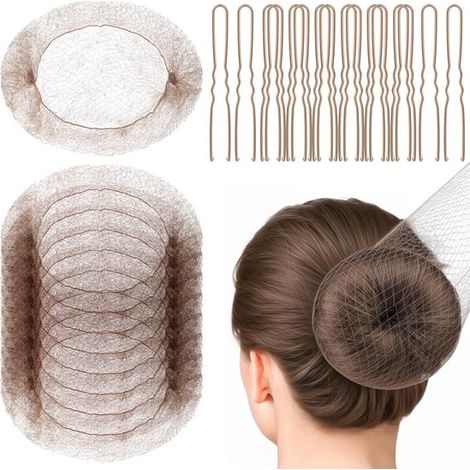 Filets à cheveux pour chignons (lot de 50), filets élastiques de 50 cm, filets de ballet, filets invisibles et épingles à cheveux en forme de U, ensemble pour femmes, filles, danseuses de ballet, infi (1/5)