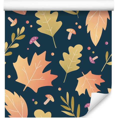 Papier peint Feuilles sèches Grenade et Pêche pour salon et chambre 50x1000 cm (1/5)