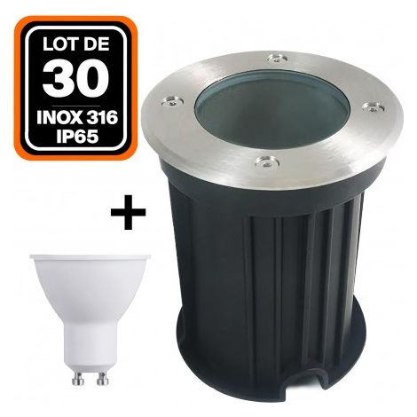 Spot encastré de sol EUROPALAMP IP65 inox 316 GU10 7W blanc neutre 4500K (1/4)