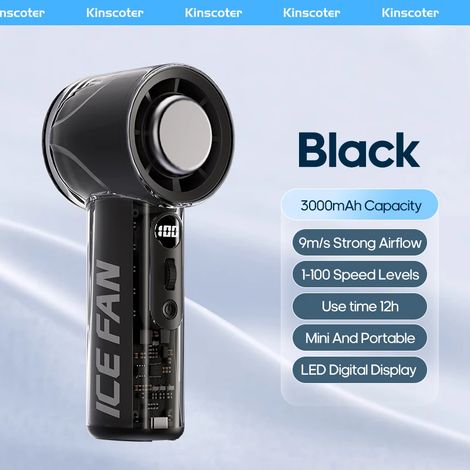 (Noir) Mini climatiseur portable avec mini ventilateur portatif haute vitesse, capacité de 3000 mAh. (1/5)