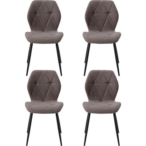 4er-Set Esszimmerstühle aus Leinen, gepolstert, braun (1/5)