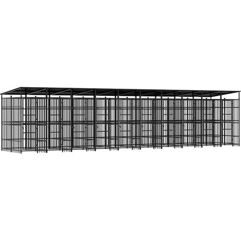 Maison Exclusive - Perrera de exterior con techo de acero 18,43 m