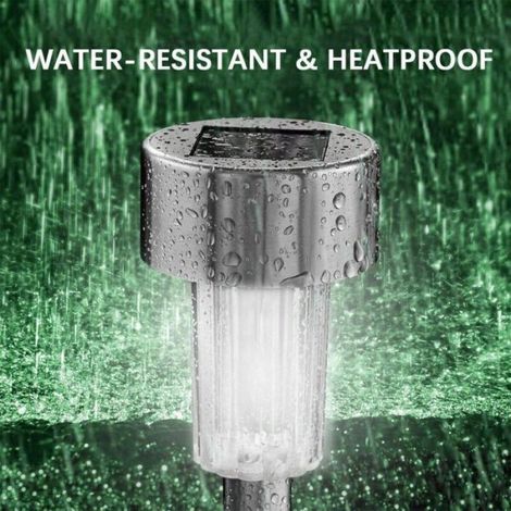 Solar-Gartenleuchten – Mehrfarbige LEDs – Edelstahl – Wasserdicht (IP44) – Solarbetrieben – 12 Stück (1/5)