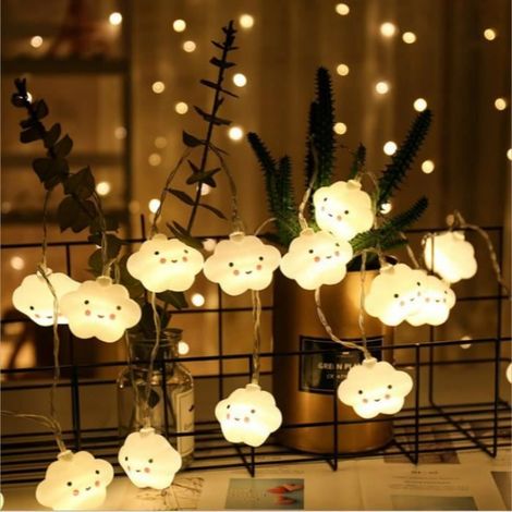 1 guirlande lumineuse nuages, 6 m avec 40 LED multicolores, piles AA, décoration extérieure et intérieure pour jardin, terrasse, salon (1/4)