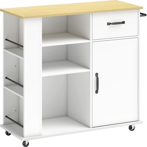 Mobile da Cucina 96,5x38x87 cm con Cassetto Armadietto e Ripiano Regolabile in MDF Bianco (1/5)