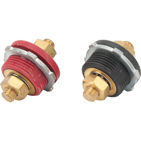 Lot de 2 connecteurs de bornes de batterie traversantes 3/8 po, 250 A, bornes à goujon de jonction positive et négative pour voitures, camping-cars, bateaux et yachts (1/5)