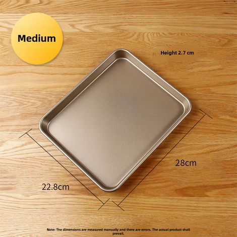 Moule à gâteau rectangulaire ancien, antiadhésif, doré, carré, en acier au carbone, pour la cuisson commerciale du pain, plat carré peu profond, pour four domestique ([41773] Plat carré moyen peu prof (1/5)