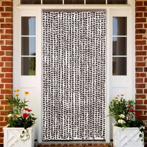 Rideau anti-mouches marron et blanc 100x230 cm chenille (1/5)