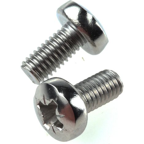 Vis à métaux RS PRO M6 à tête Cylindrique Pozidriv en Acier Inoxydable, 12mm ( Prix pour Boîte de 100 )