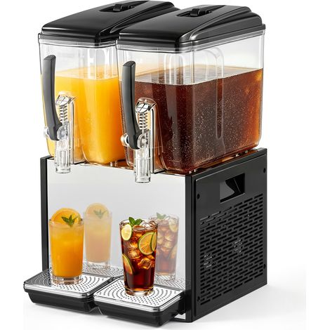 VEVOR Dispensador de Bebidas Comercial 12L x 2 Tanques, de Acero Inoxidable, Temperatura de Enfriamiento de 7°C a 12°C, Tanques de Policarbonato, para Bebidas Frías en Restaurantes, Bares y Fiestas (1/5)