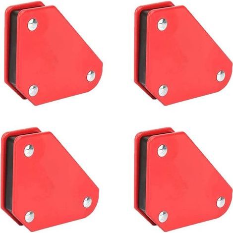 4 Pcs Angle des Supports de Soudage Magnétique, Angle de Soudure Magnétique, Supports de Soudure Magnétiques, pour Le Soudage Fixe (Rouge) (1/5)