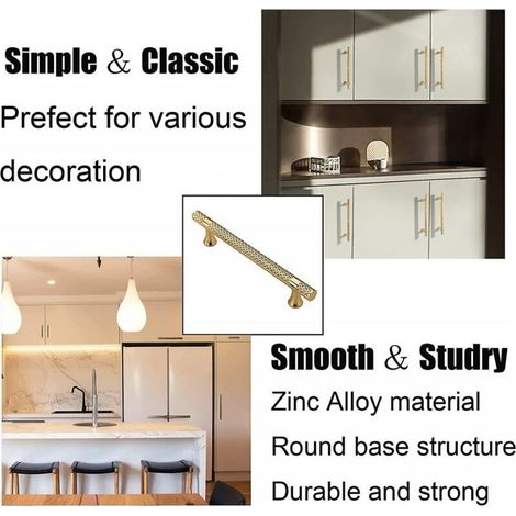 Poignée de meuble dorée 2 pièces, poignées de cuisine, trou central de 128 mm, poignée de tiroir en alliage de zinc, poignée d'armoire de chambre à coucher pour placard de salle de bain (1/3)