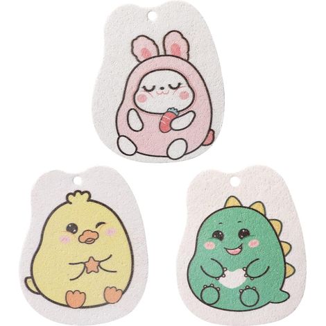 Cartoon absorbant l'eau pâte de bois coton éponge de compression frotter l'eau huile antiadhésive, éponge brosse pot bol Artefact, 3pcs (1/5)