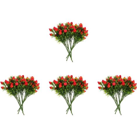 Lot de 20 Tiges De Fraises Artificielles - Fausses Branches De Fruits Rustiques pour Décoration Intérieure Centres De Table De Fête Accessoires De Photographie (1/5)