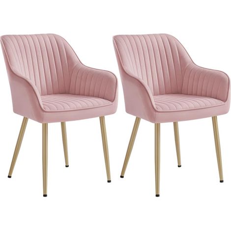 Sedia da pranzo poltrona seduta imbottita con braccioli larghezza seduta 49 cm gambe in metallo rivestimento in velluto portata 110 kg per soggiorno o camera da letto rosa 120004915