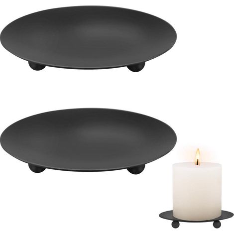 2 Stück Kerzenhalter Schwarz 9 cm Stumpenkerzen Kerzenständer Tischdekoration (1/5)