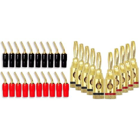 Connecteur pour câble audio haut-parleur, 10 paires de fiches bananes 2 mm à vis et 5 paires de fiches bananes à vis ouverte (1/5)