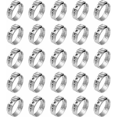Lot de 25 colliers de serrage en acier inoxydable pour tuyau, câble, tube, conduite de carburant (B) (1/5)