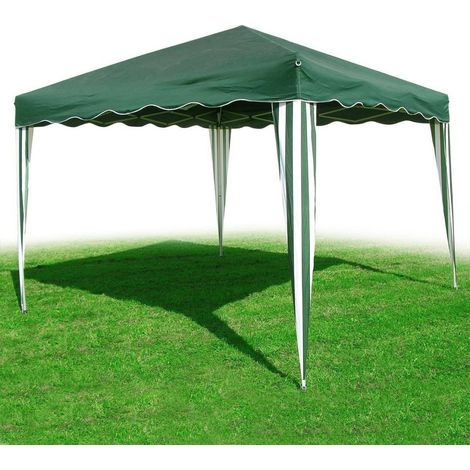 Trade Shop - Gazebo 3x3 Mt Pieghevole Richiudibile Tendone Giardino Colore Verde Impermeabile -