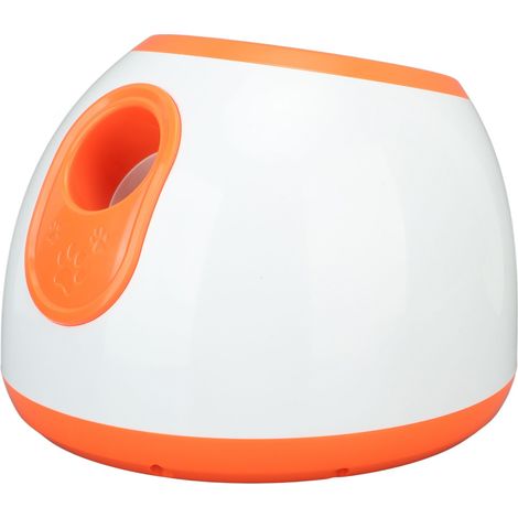 Lanceur de balles de tennis automatique interactif à portée réglable (3 balles), idéal pour les chiots et les chiens. Couleur : orange et blanc. Prise UE 100-240 V. (1/5)