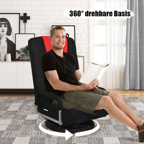 Swivel Floor Chair with Adjustable Backrest, Red (1/5)