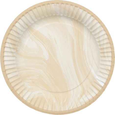 Folat 61912 Stoviglie Per Feste Ø 23cm 8 pezzi Marmo Beige-Piatti Di Carta per Cena di compleanno, bambini, festa, matrimoni, baby shower (1/4)