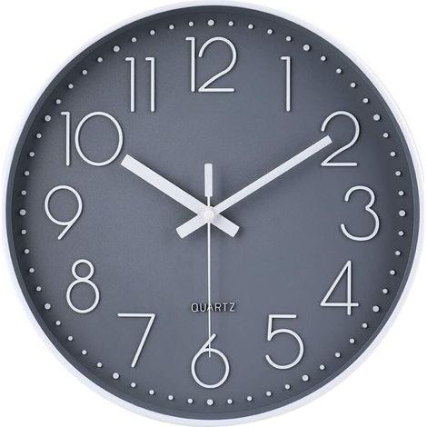Horloge Horloge murale ronde silencieuse à piles 30 cm Gris - Gris (1/5)