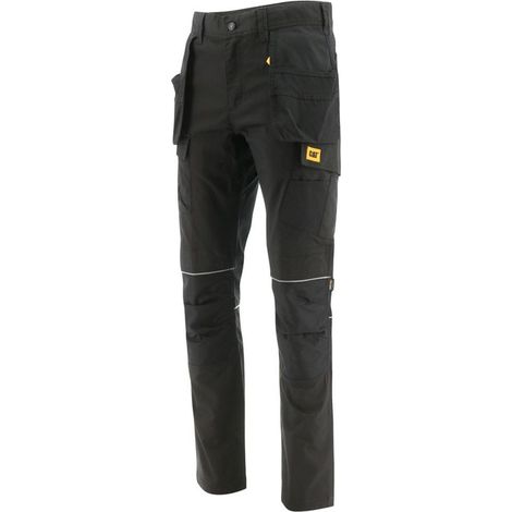 Pantaloni da lavoro con tasche per ginocchiere elasticizzate impermeabili Caterpillar TRADE HOLISTER Nero 44