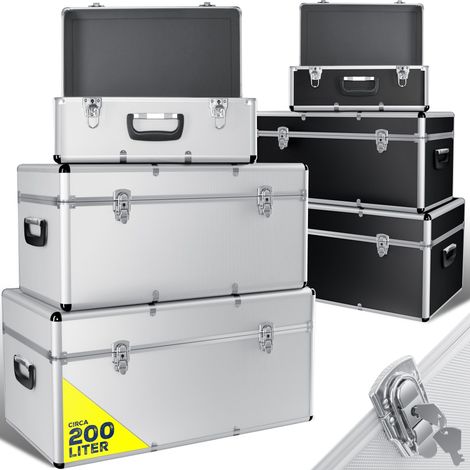 Masko® set de 3 cajas de aluminio caja de aluminio caja de transporte caja de herramientas caja de almacenamiento  plata (1/5)
