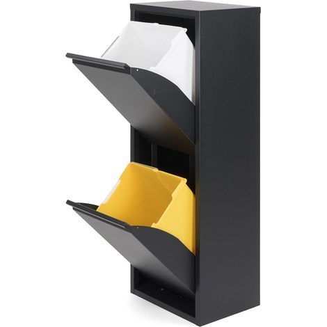 ARMARIO METALICO RECICLAJE 2 CAJONES NEGRO 92x35x25cm