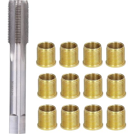 Herramientas para reparar orificios de rosca de bujías, 10 insertos roscados M14 x 1,25, un macho de roscar M16 x 1,25, apto para reparar bujías roscadas de 16 mm x 1,25 mm. (1/5)