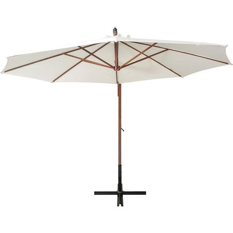 Maison Exclusive - Parasol suspendu avec poteau en bois 350 cm blanc (1/5)