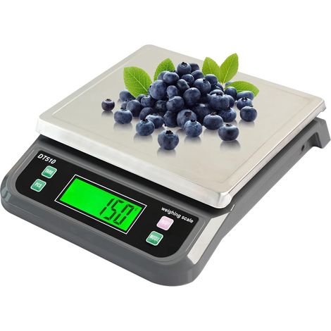 Balanza de cocina electrónica multifuncional de acero inoxidable de 40 kg/1 g con pantalla LCD retroiluminada, escala de precisión, función de tara y 6 unidades para hornear y cocinar. (1/5)