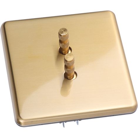 Interrupteur à bascule double ouverture double commande doré acier inoxydable laiton étain 10A 86x86mm pack de 1 (1/5)