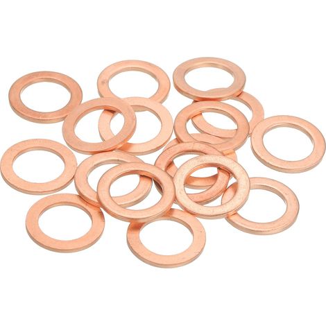 18Pcs Rondelles Métal Plates, M12 Rondelles Cuivre Joint, 12mm ID, 18mm OD, 1.5mm Epaisseur D'Etancheite Cuivre Kit Ecrasables Assortiment Pour Boulons Vis (1/5)