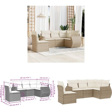 5-tlg. Garten-Sofagarnitur mit Kissen Beige Poly Rattan - Gartenmöbel - Outdoor Möbel - Lounge Set - Rattan Gartenmöbel - Polyethylen Gartenmöbel - Home & Living (1/3)