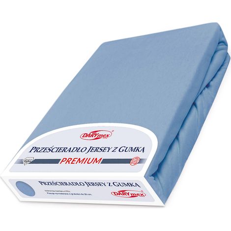 Drap-housse en coton 120 x 200 cm, jersey épais bleu (1/5)