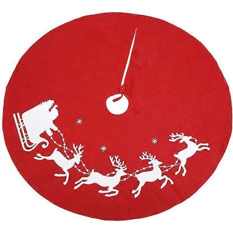 80 cm Weihnachtsbaumdecke mit Rentiermuster, Baumfußmatte, festliche Weihnachtsbaumschürze, Weihnachtsdekoration für Zuhause – 80 x 80 cm – Rot (1/3)