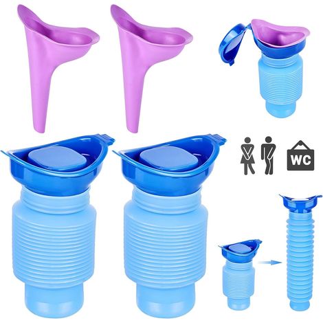 Portable Urinal 750ml, Retractable Urinal, Female Urinal, Urine Bottle, Personal Mobile Toilet Pot, Retractable Emergency Urinal for Camping, Hiking, Outdoor Activities and More - Blue (1/5)