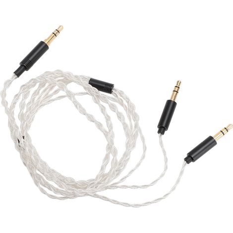 Câble de remplacement amélioré pour écouteurs Beyerdynamic T1 II T5 et MDR Z7, avec prise jack 3,5 mm vers double prise jack 3,5 mm en cuivre plaqué argent. (1/5)