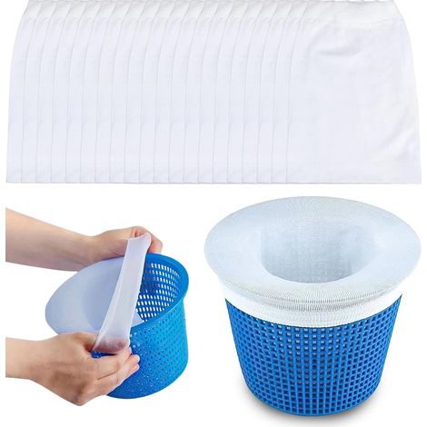 Chaussette Skimmer Piscine 30 Pièce ，Réutilisable Chaussette Filtre Piscine, Chaussettes de Skimmer de Piscine pour Panier Piscine,Capture Débris, Feuilles et Cheveux, Idéal pour Piscines Creusées et