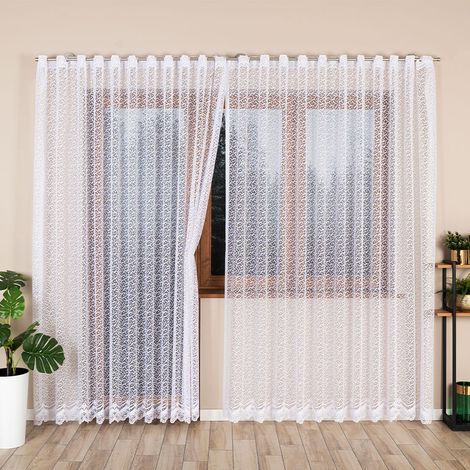 Bogumiła - Rideau jacquard prêt à poser, ourlet droit - 300 x 250 cm - blanc (1/5)