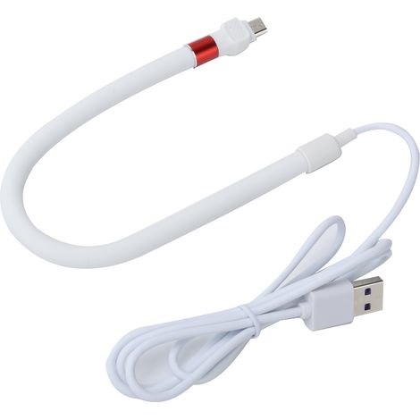 Support de téléphone portable avec câble de charge rapide et flexible, cordon de données micro USB, blanc (1/5)