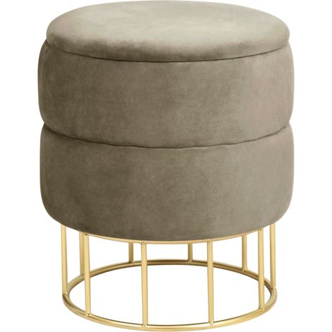 Pouf a scomparto rotonda in velluto trapuntato AKORD ELZA colore Beige (1/5)